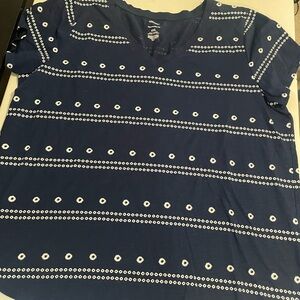 Sonoma Navy and White Patterned Blouse